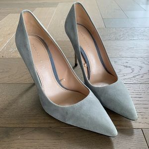 baby blue genuine suede stiletto pumps